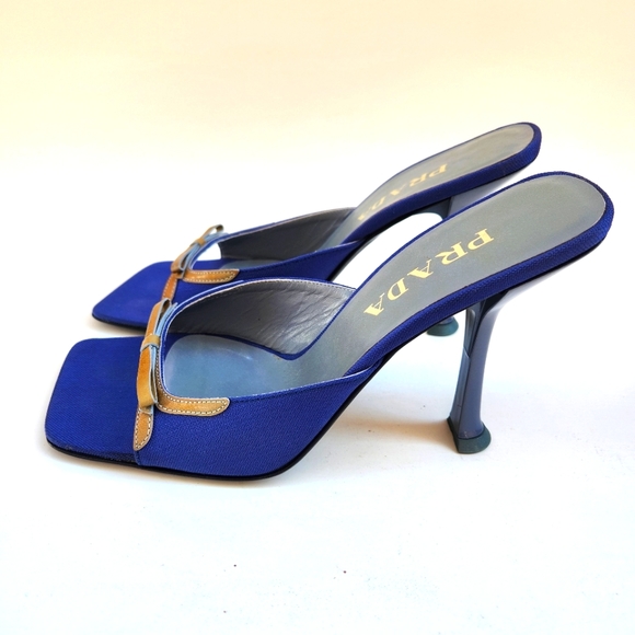 NIB Prada Vintage 90s Canvas Heel With Bow - Picture 3 of 7